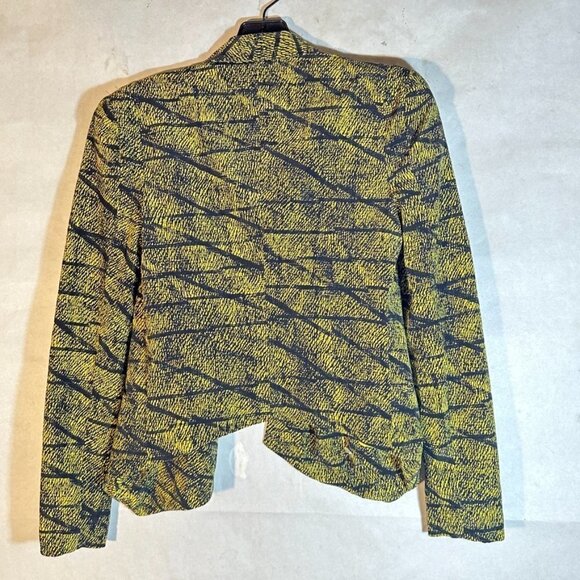 Rebecca Minkoff XS Silk Jacket Blazer Yellow Black Gothic Trippy Psychedelic - Picture 5 of 6